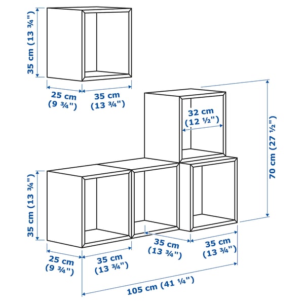 EKET تشكيلة خزانة حائطية, رمادي غامق, 105x35x120 سم