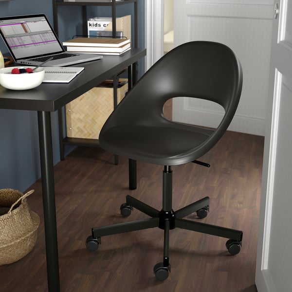 ELDBERGET / MALSKÄR كرسي دوّار, رمادي غامق/أسود