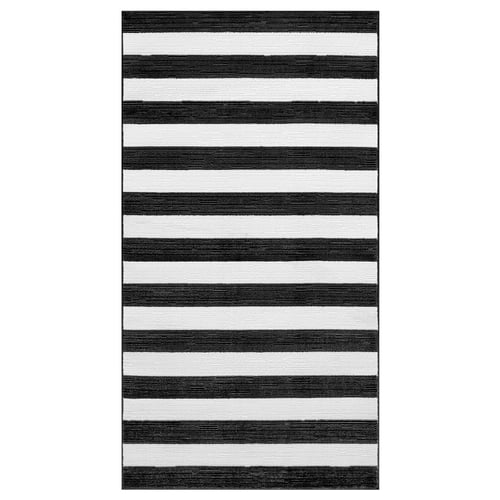 ELSYSTEM سجادة، وبر قصير, أسود/ أبيض/شريط, 80x200 سم