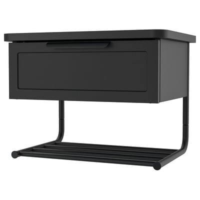 GRÅFJÄLLET طاولة سرير جانبية تثبت على الحائط, فحمي, ‎42x29x31 سم‏