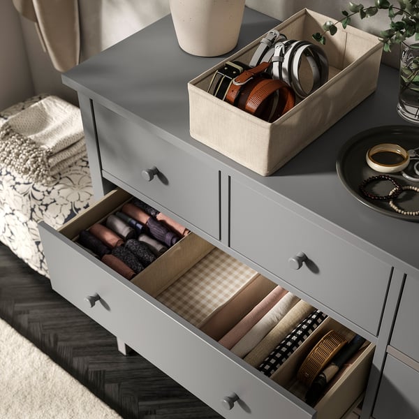 GULLABERG خزانة بـ 8 أدراج, رمادي, 168x48x100 سم