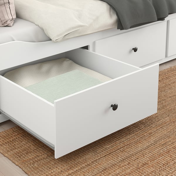 HEMNES هيكل سرير نهاري مع 3 أدراج, أبيض, 80x200 سم