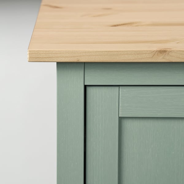 HEMNES خزانة جانبية, رمادي-أخضر/بني فاتح, 157x88 سم