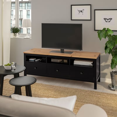HEMNES طاولة تلفزيون, أسود-بني/بني فاتح, ‎148x47x57 سم‏