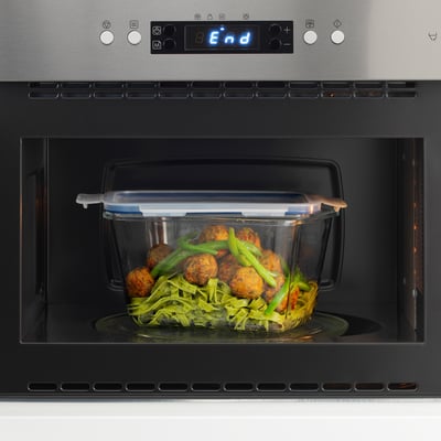 IKEA 365+ حافظة طعام بغطاء, مستطيل زجاج/بلاستيك, 1.8 ل