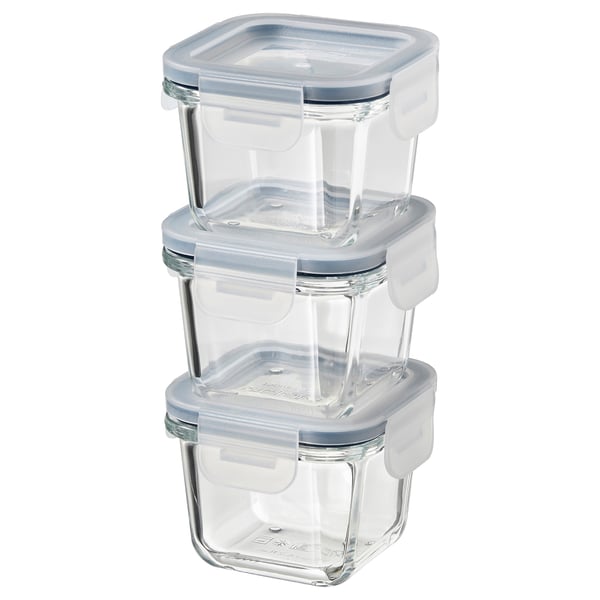 IKEA 365+ حافظة طعام بغطاء, مربّع/زجاج, 180 مل