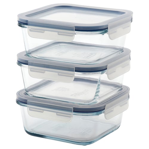 IKEA 365+ حافظة طعام بغطاء, مربّع/زجاج, 600 مل