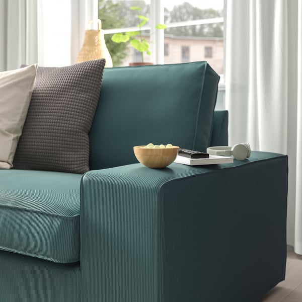 KIVIK كنبة 4 مقاعد مع أريكة طويلة, Kelinge رمادي- تركواز