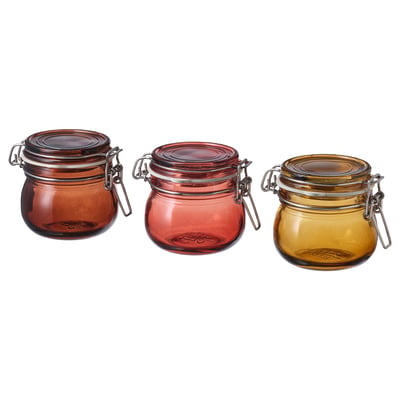 KRÖSAMOS برطمان بغطاء, عدة ألوان, 13 سل