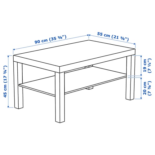 LACK طاولة قهوة, أسود-بني, 90x55 سم