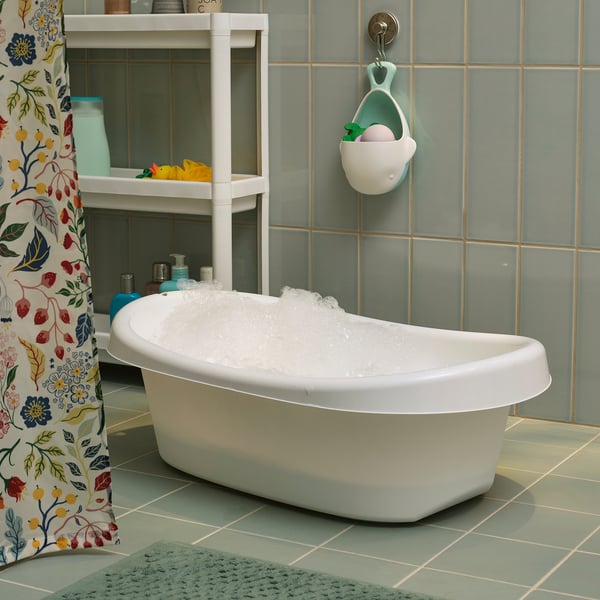 LÄTTSAM حوض استحمام أطفال, أبيض/تركواز