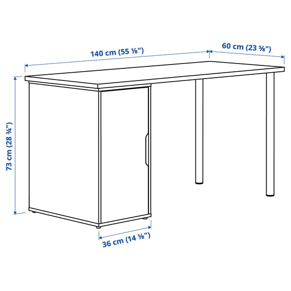 LAGKAPTEN / ALEX مكتب, أسود-بني/أبيض, 140x60 سم