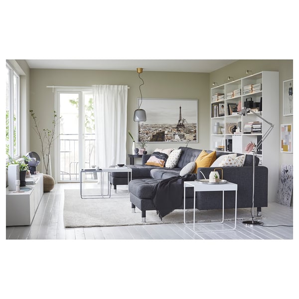 LANDSKRONA كنبة 5 مقاعد, مع أريكة طويلة/Gunnared رمادي غامق/معدني