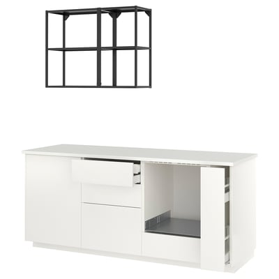 METOD مطبخ, أبيض/Veddinge أبيض, ‎210x60x227 سم‏