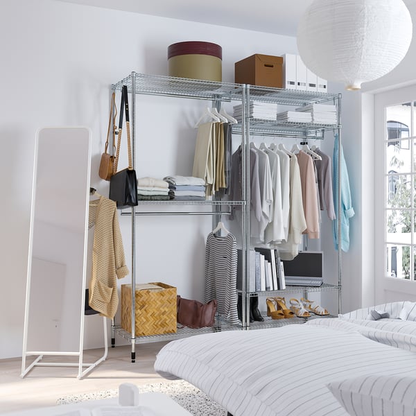 OLAUS وحدة رف مع ماسورة تعليق ملابس, مجلفن, 186x50x201 سم