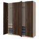 PAX / STORKLINTA تشكيلة دولاب ملابس., رمادي-بيج/بني غامق مظهر سنديان مصبوغ, ‎200x66x236 سم‏
