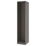 PAX هيكل دولاب ملابس, رمادي غامق, 50x58x236 سم