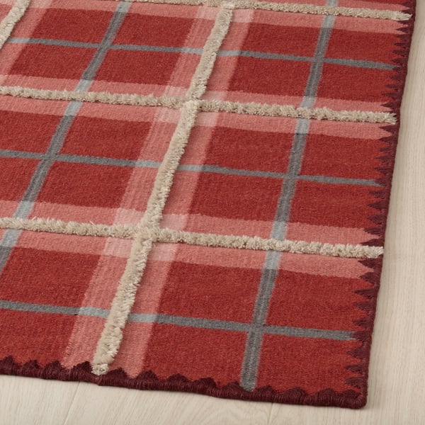 PYSSLINGGRÄS سجادة، غزل مسطح, أحمر مربّع/صناعة يدوية, 170x240 سم