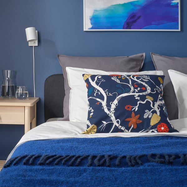 REVFINGERÖRT غطاء وسادة, أزرق غامق/عدة ألوان, 50x50 سم