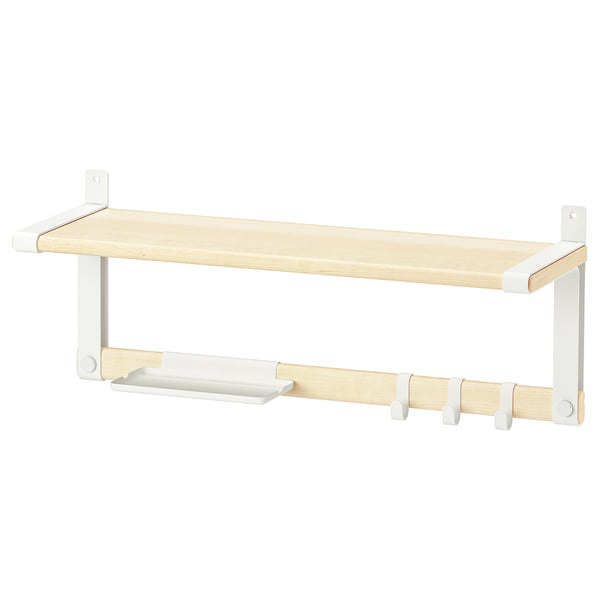 SKOMAKARE رف حائط, أبيض/خشب الصفصاف, 65x26 سم