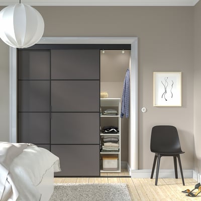 SKYTTA / MEHAMN تشكيلة باب سحّاب, أسود/ثنائي الجانب. رمادي غامق, ‎177x205 سم‏