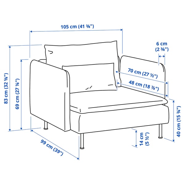 SÖDERHAMN كرسي بذراعين, Tonerud رمادي