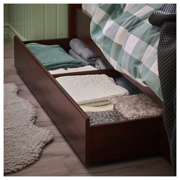 SONGESAND صندوق تخزين سرير، طقم من 2, بني, 200 سم