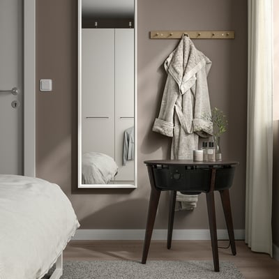 STARKVIND طاولة مع منقي هواء, قشرة سنديان مصبوغ/بني غامق ذكي