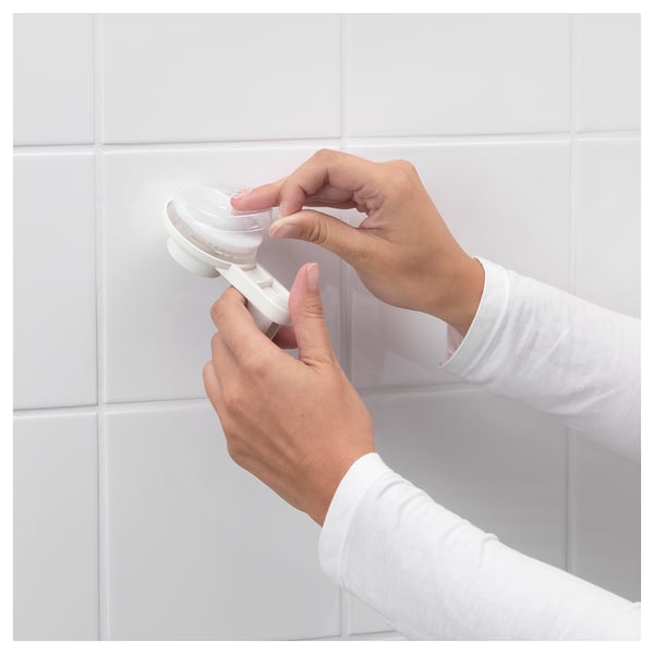 TISKEN علاقة مناشف بلاصقة مطاطية, أبيض