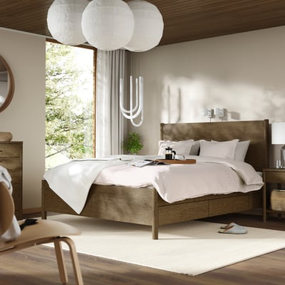 TONSTAD هيكل سرير مع تخزين, بني قشرة سنديان مصبوغ/Lönset, 180x200 سم
