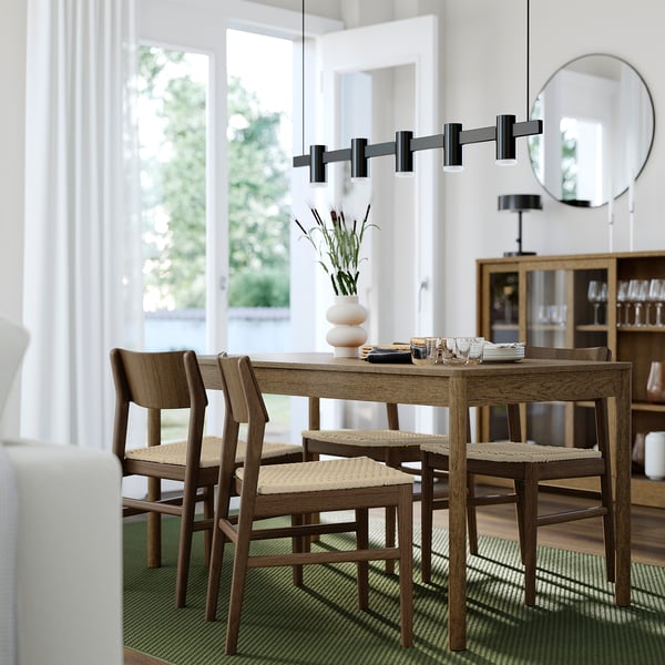 TONSTAD / SKANSNÄS طاولة و 4 كراسي, بني قشرة سنديان/بني زان, 150x80 سم