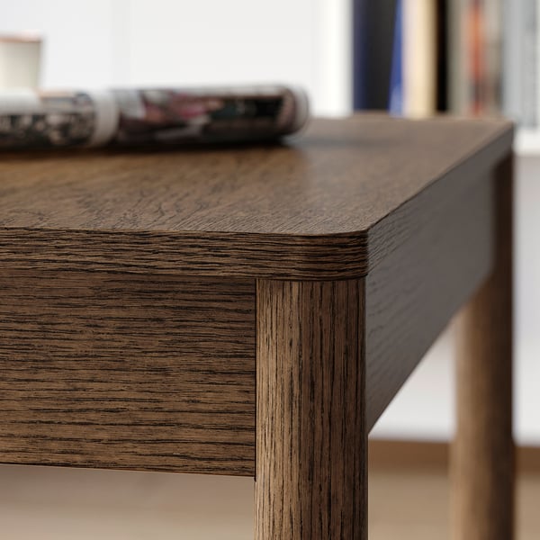 TONSTAD / TONSTAD طاولة وكرسيان, بني قشرة سنديان/Bomstad بني ذهبي مظهر سنديان بني, 80/120x70 سم