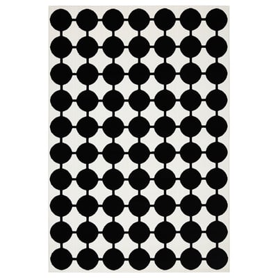 VÄNDPLATS سجادة، وبر قصير, أبيض/أسود منقط., ‎133x195 سم‏