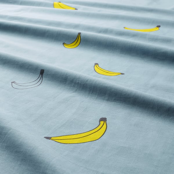 VÄNKRETS غطاء لحاف وغطاء مخدة, نقش الموز أزرق, 150x200/50x80 سم