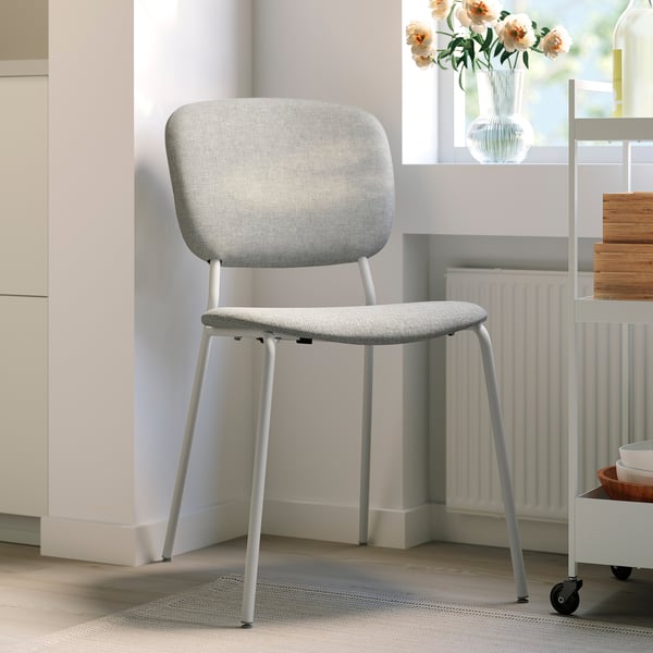 VIHALS كرسي, أبيض/Tibbleby بيج-رمادي