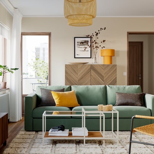 VIMLE كنبة 3 مقاعد, Knäbäck رمادي-أخضر