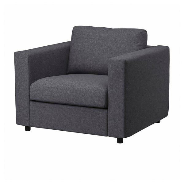 VIMLE كرسي بذراعين, Gunnared رمادي معتدل
