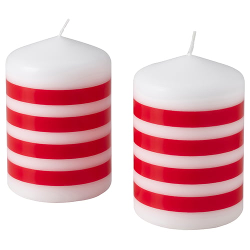 VINTERFINT شمع قالب غير معطر, نقش خطوط أحمر/أبيض, 10 سم