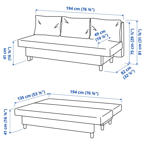 Illustration with measurements for the product: ÄLVDALEN.