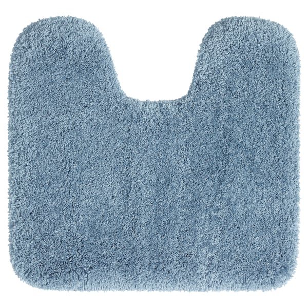 ALMTJÄRN: blue recycled polyester bath mat, u-shape, plush soft, machine washable.