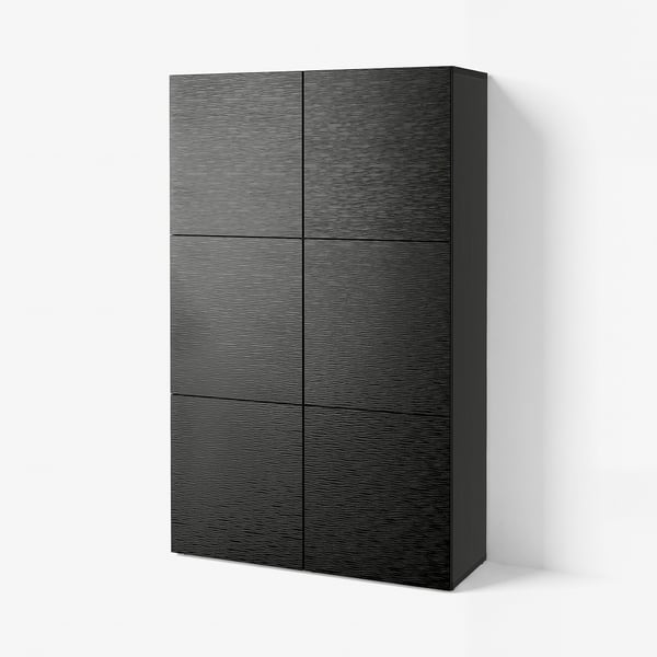 BESTÅ Storage combination with doors, black-brown/Laxviken black, 120x42x193 cm