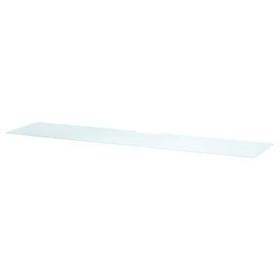 BESTÅ: white glass shelf, sleek & rectangular, modern design.