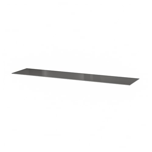 Black BESTÅ glass shelf - modern, sleek, rectangular.