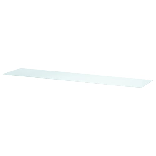 BESTÅ: sleek, white glass top panel. Rectangle shape, smooth surface. Perfect for storage.