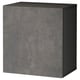 An IKEA BESTÅ grey cube shelf with a dark top. It a modern, minimalist design made from particleboard and melamine laminate.