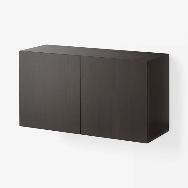 BESTÅ Wall-mounted cabinet combination, black-brown/Lappviken, 120x42x64 cm