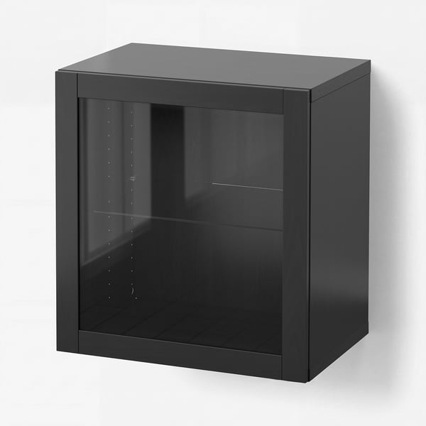 BESTÅ Wall-mounted cabinet combination, black-brown/Sindvik, 60x42x64 cm