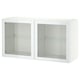 White BESTÅ storage unit, rectangular shape with 2 glass doors, two shelves inside.