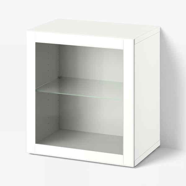BESTÅ Wall-mounted cabinet combination, white/Ostvik white, 60x42x64 cm