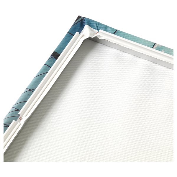 Folded canvas picture frame with blue design pattern. Quality materials, ready for display.
